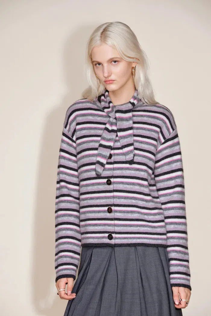 Loli Colorful Striped Knit Cardigan in Merino-Silk-Cashmere Blend sold by Fabrique product image thumbnail 5