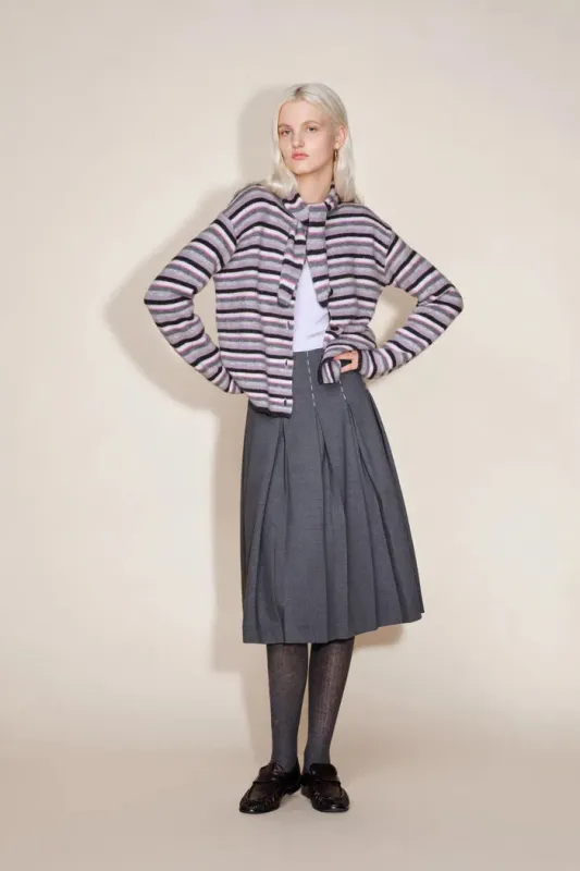 Loli Colorful Striped Knit Cardigan in Merino-Silk-Cashmere Blend made by Fabrique