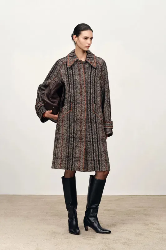 Oakley Check Coat in Merino Wool Tweed sold by Fabrique