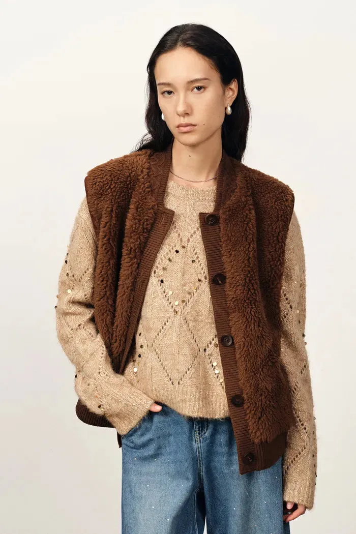 Morita Faux Fur Sherpa Fleece Vest Jacket in Alpaca-Merino Teddy sold by Fabrique product image thumbnail 4