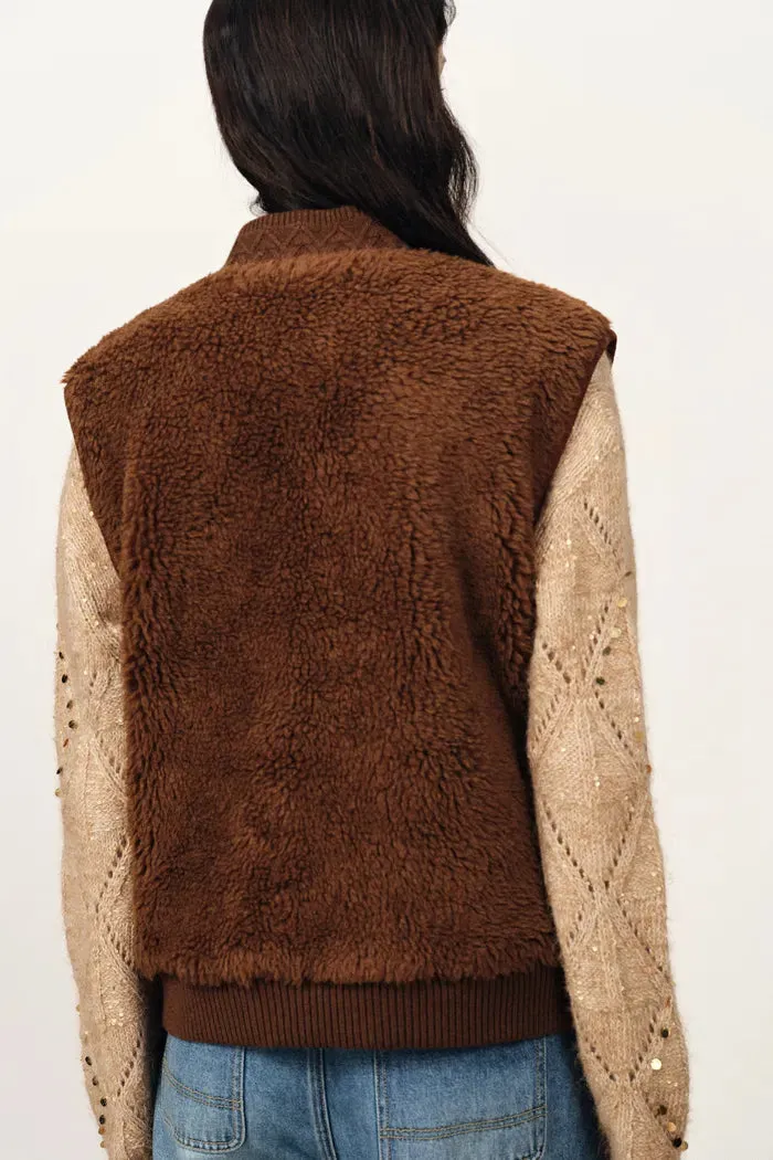 Morita Faux Fur Sherpa Fleece Vest Jacket in Alpaca-Merino Teddy sold by Fabrique product image thumbnail 5