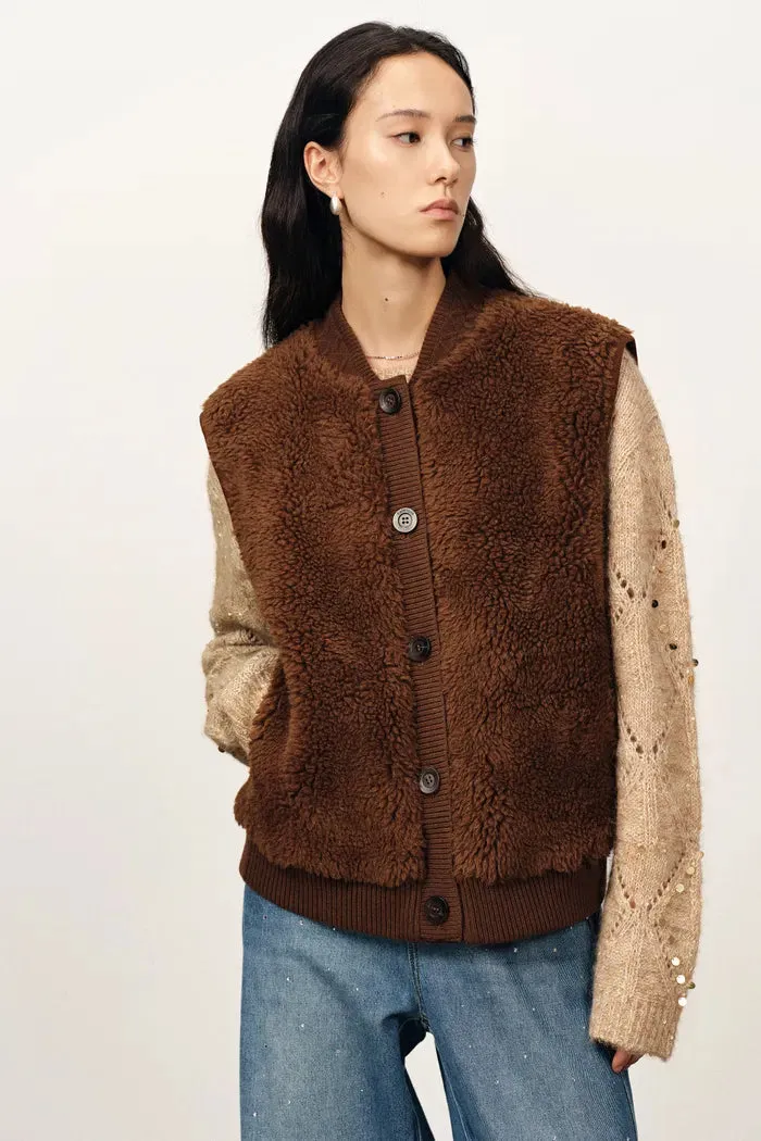 Morita Faux Fur Sherpa Fleece Vest Jacket in Alpaca-Merino Teddy sold by Fabrique product image thumbnail 2