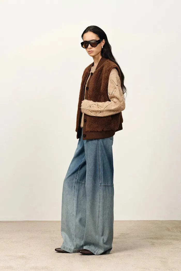 Morita Faux Fur Sherpa Fleece Vest Jacket in Alpaca-Merino Teddy sold by Fabrique product image thumbnail 3