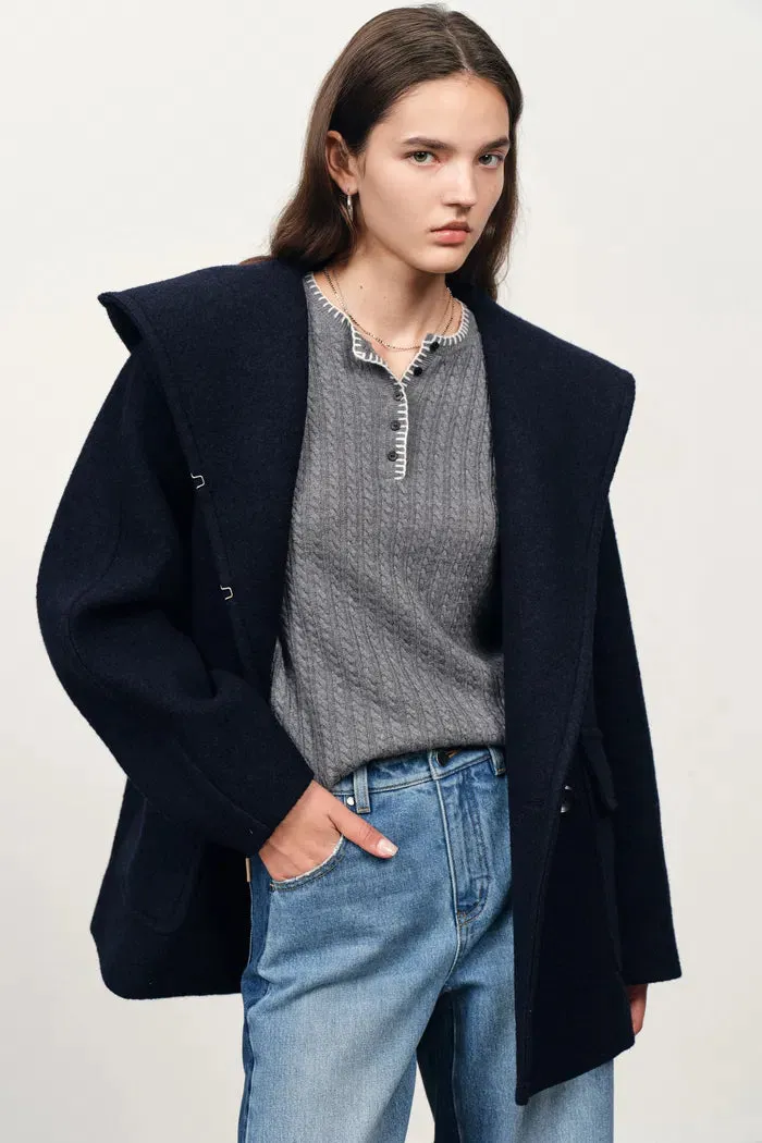 Harper Sailor Style Oversized Hood Parka in Merino Wool Knit sold by Fabrique product image thumbnail 4