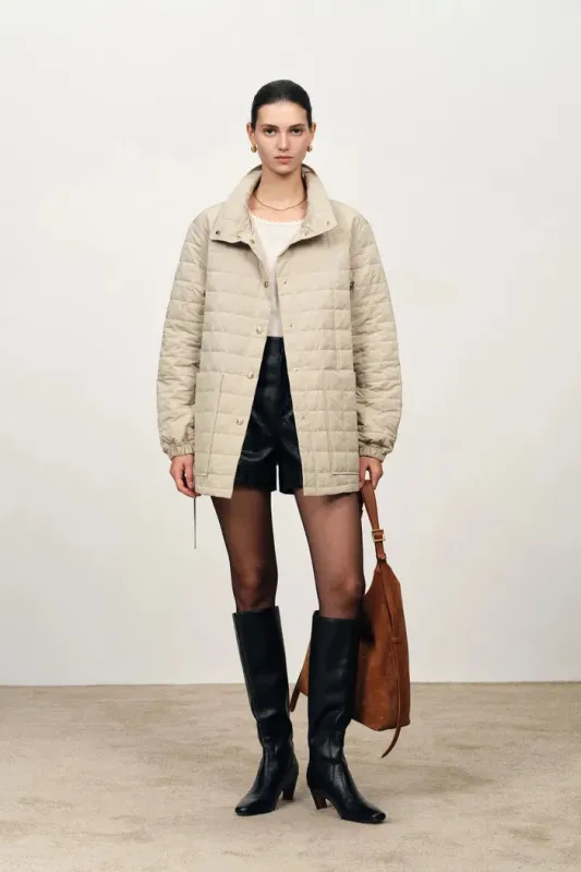 Dona Matte Gold Snap Buttons Lightweight Quilted Jacket in High-Density Down-Proof sold by Fabrique