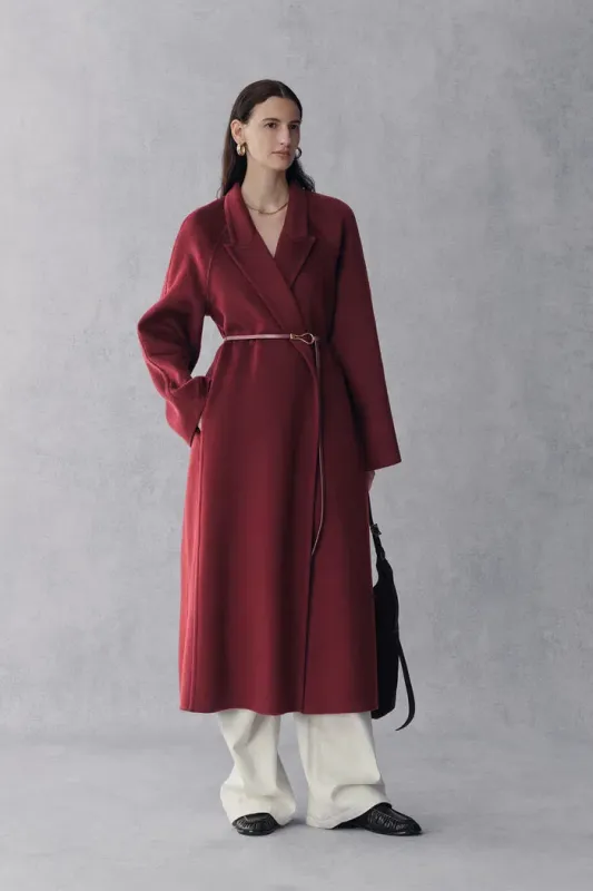 Ava Peaked Lapel Coat in Merino Cashmere Blend sold by Fabrique