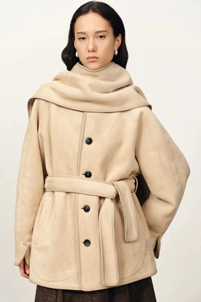 Carla Reversible Detachable Scarf Coat in Merino Wool sold by Fabrique product image thumbnail 2