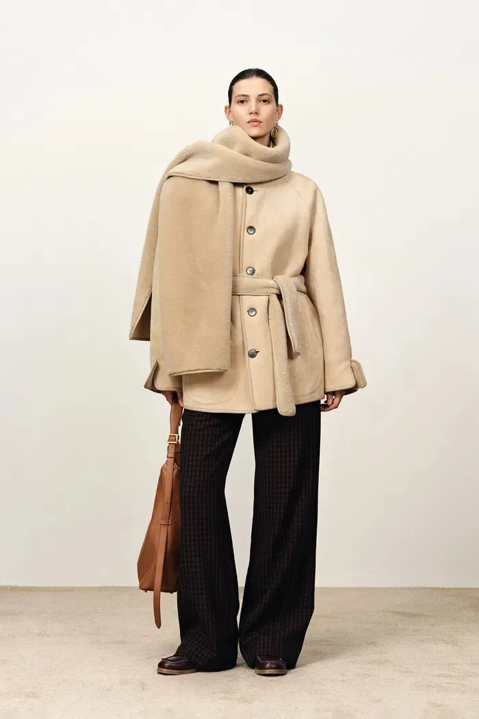 Carla Reversible Detachable Scarf Coat in Merino Wool sold by Fabrique product image thumbnail 4