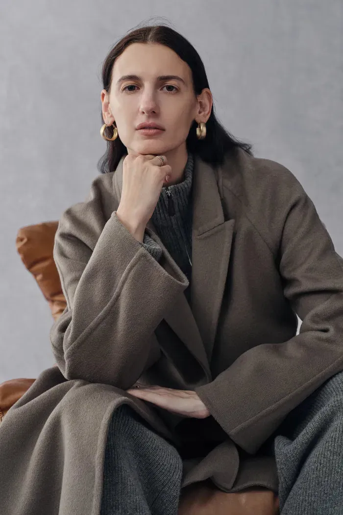 Ava Peaked Lapel Coat in Merino Cashmere Blend sold by Fabrique product image thumbnail 2
