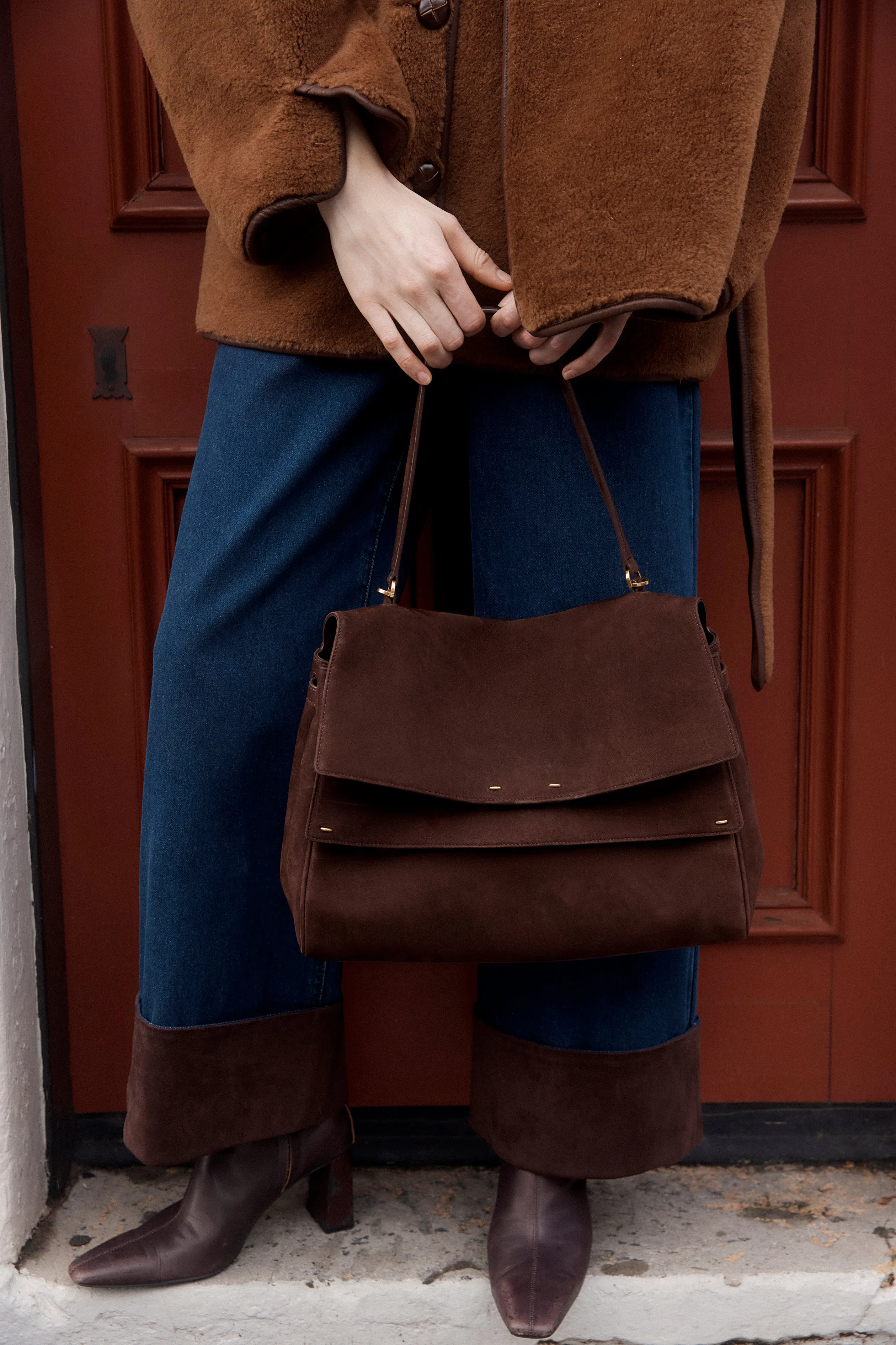 Rialto Double Flap Handbag in Top-Grain Nubuck Leather sold by Fabrique product image thumbnail 4