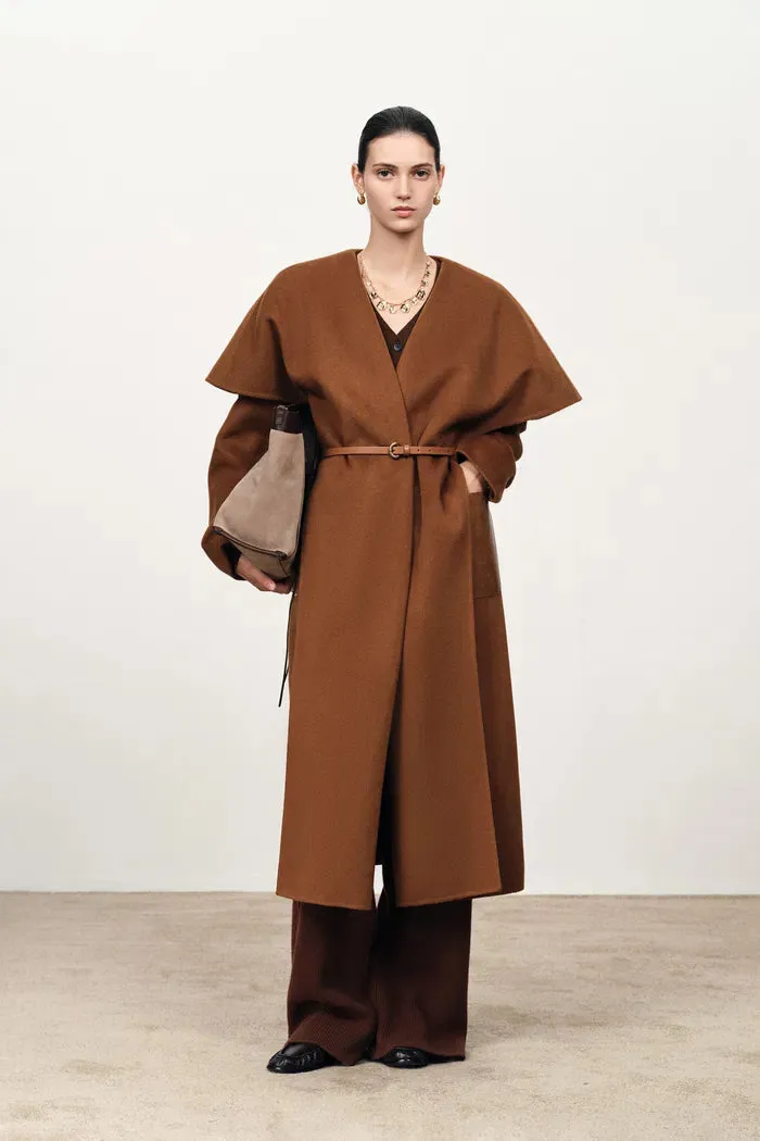 Eliza Cape Style Belted Wool Coat in Double-Face Merino-Cashmere sold by Fabrique product image thumbnail 4