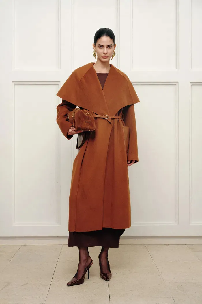Eliza Cape Style Belted Wool Coat in Double-Face Merino-Cashmere sold by Fabrique