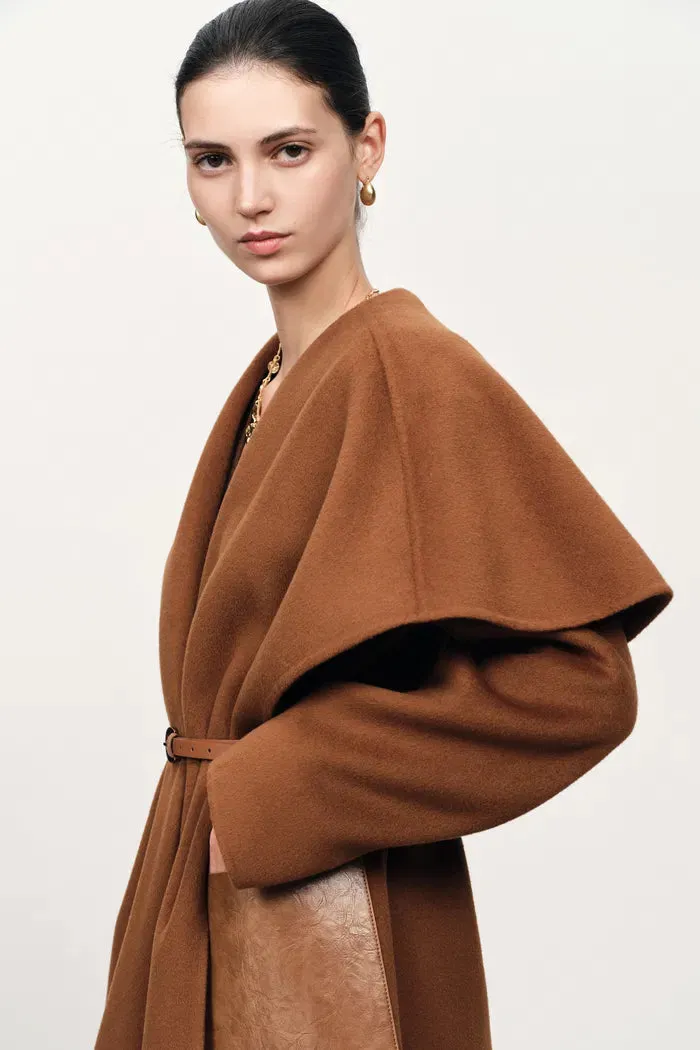 Eliza Cape Style Belted Wool Coat in Double-Face Merino-Cashmere sold by Fabrique product image thumbnail 5