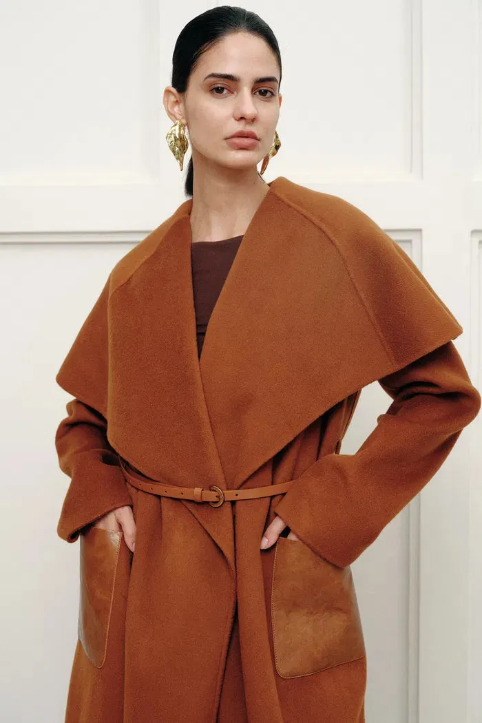 Eliza Cape Style Belted Wool Coat in Double-Face Merino-Cashmere sold by Fabrique product image thumbnail 2