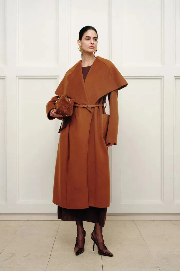Eliza Cape Style Belted Wool Coat in Double-Face Merino-Cashmere sold by Fabrique product image thumbnail 3