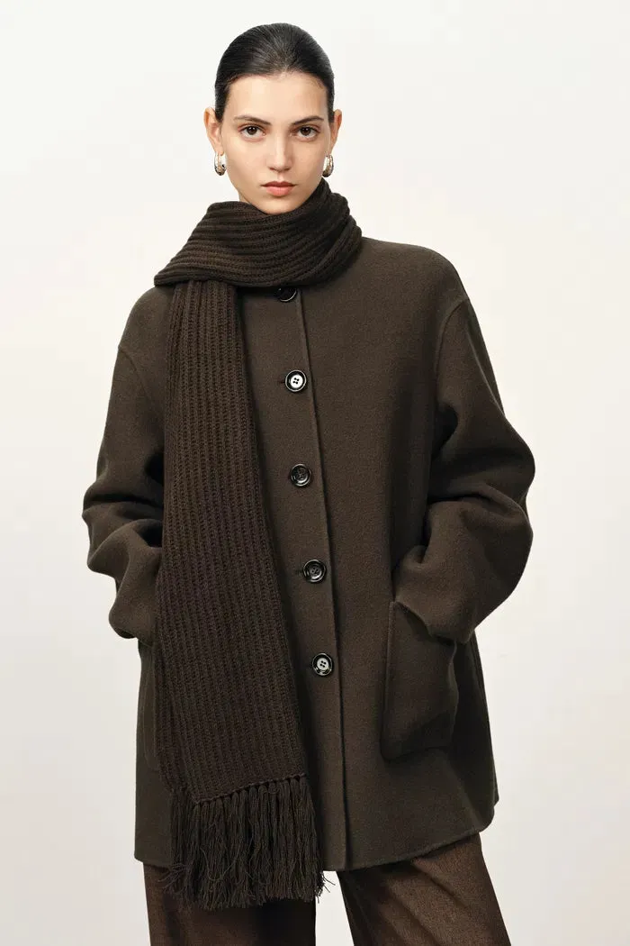 Kaila Fringed Scarf Coat in Double-Face Merino-Cashmere sold by Fabrique product image thumbnail 4