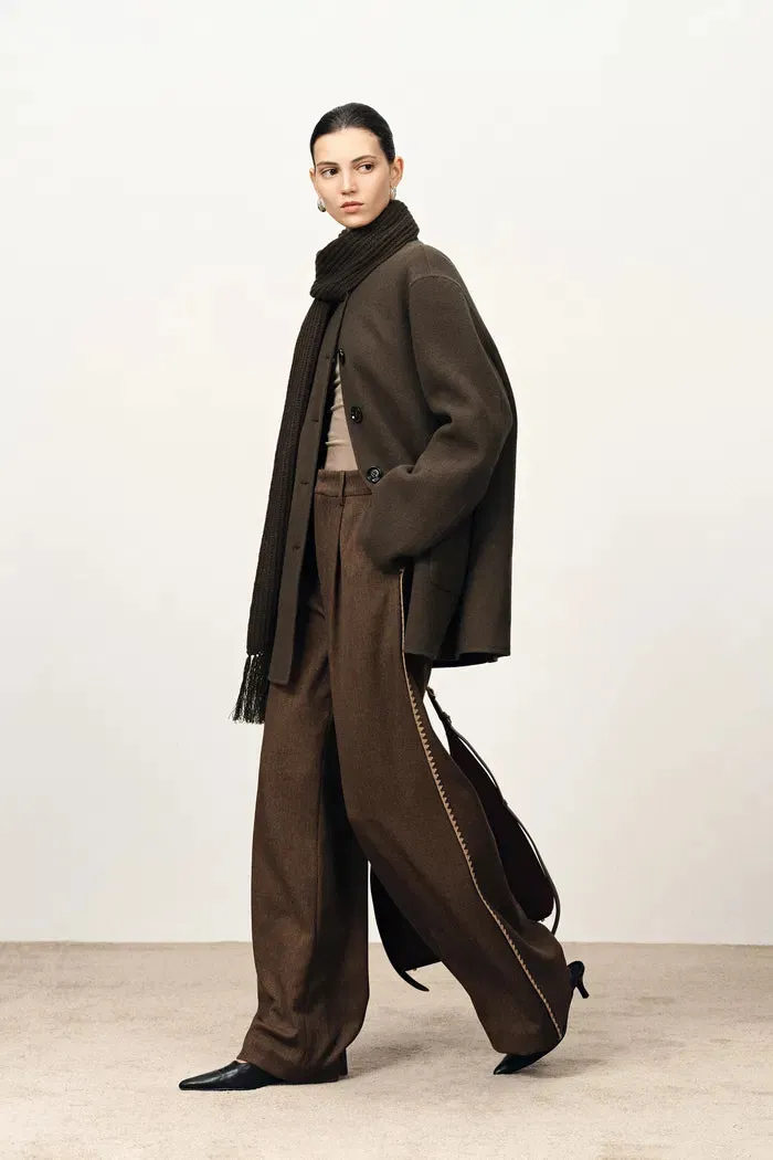 Kaila Fringed Scarf Coat in Double-Face Merino-Cashmere sold by Fabrique product image thumbnail 3