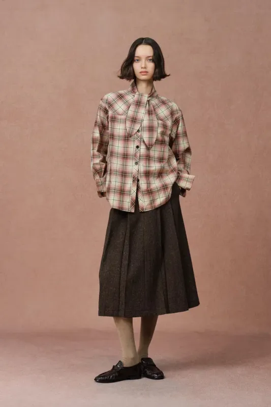 Stella Bunny Ear Collar Checkered Shirt in Cotton sold by Fabrique