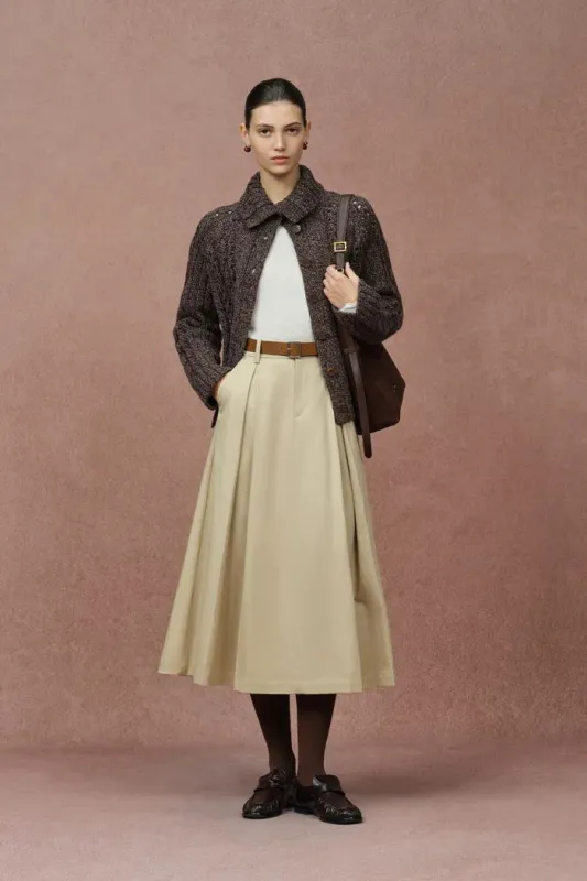 Avery Two Looks Collar Heathered Floral Cardigan Coat in Merino Wool sold by Fabrique