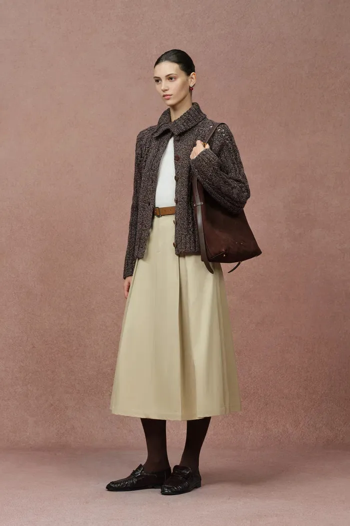 Avery Two Looks Collar Heathered Floral Cardigan Coat in Merino Wool sold by Fabrique product image thumbnail 3