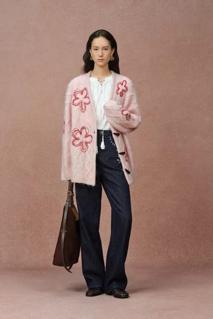 Posie Floral Cardigan in Merino Alpaca Blend Knit sold by Fabrique product image thumbnail 4