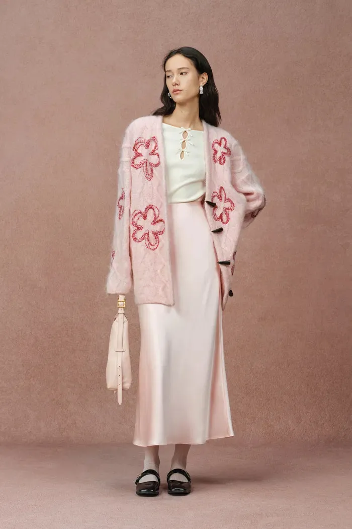 Posie Floral Cardigan in Merino Alpaca Blend Knit sold by Fabrique