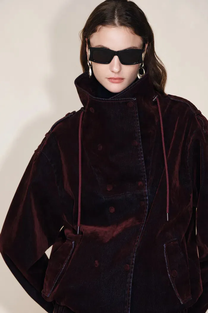 Hilda Reversible Collar Flocked Denim Jacket in Flocked Denim sold by Fabrique product image thumbnail 5