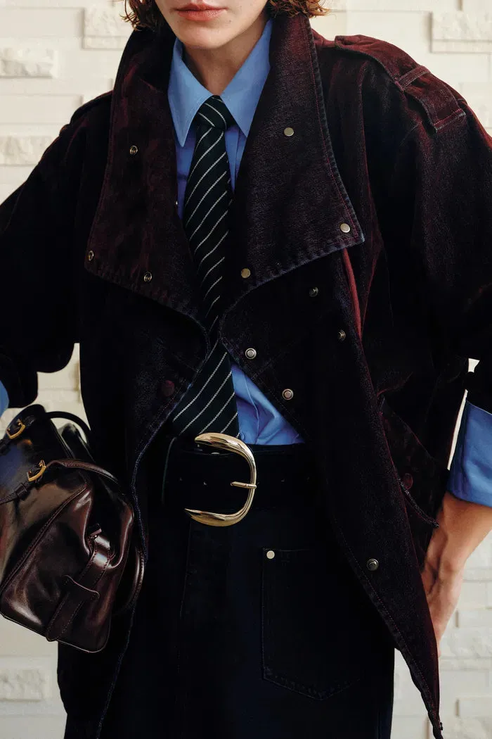 Hilda Reversible Collar Flocked Denim Jacket in Flocked Denim sold by Fabrique product image thumbnail 2