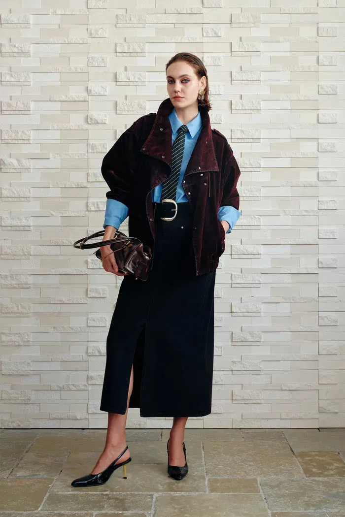 Hilda Reversible Collar Flocked Denim Jacket in Flocked Denim sold by Fabrique product image thumbnail 3