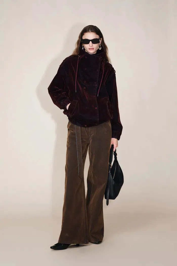 Hilda Reversible Collar Flocked Denim Jacket in Flocked Denim sold by Fabrique