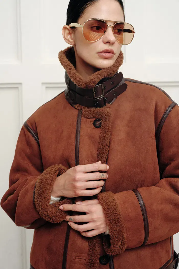 Edin Adjustable Wind Buckle Jacket in Faux Shearling sold by Fabrique product image thumbnail 2