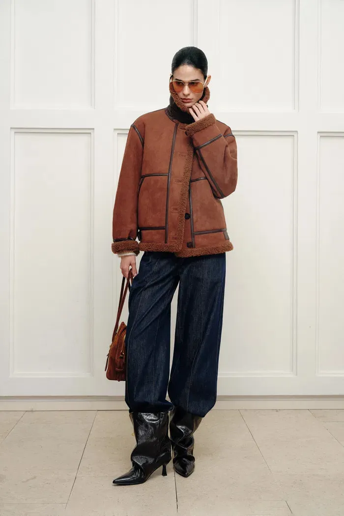 Edin Adjustable Wind Buckle Jacket in Faux Shearling sold by Fabrique product image thumbnail 3