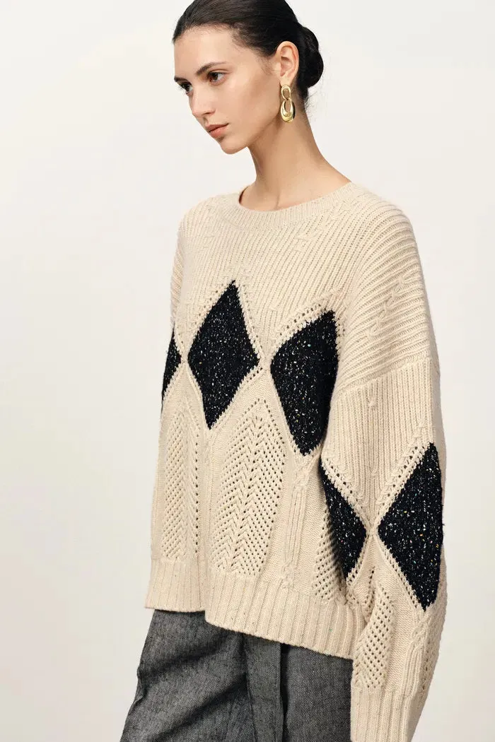 Cassy Argyle Sweatshirt in Coarse Spun Merino Wool sold by Fabrique product image thumbnail 4