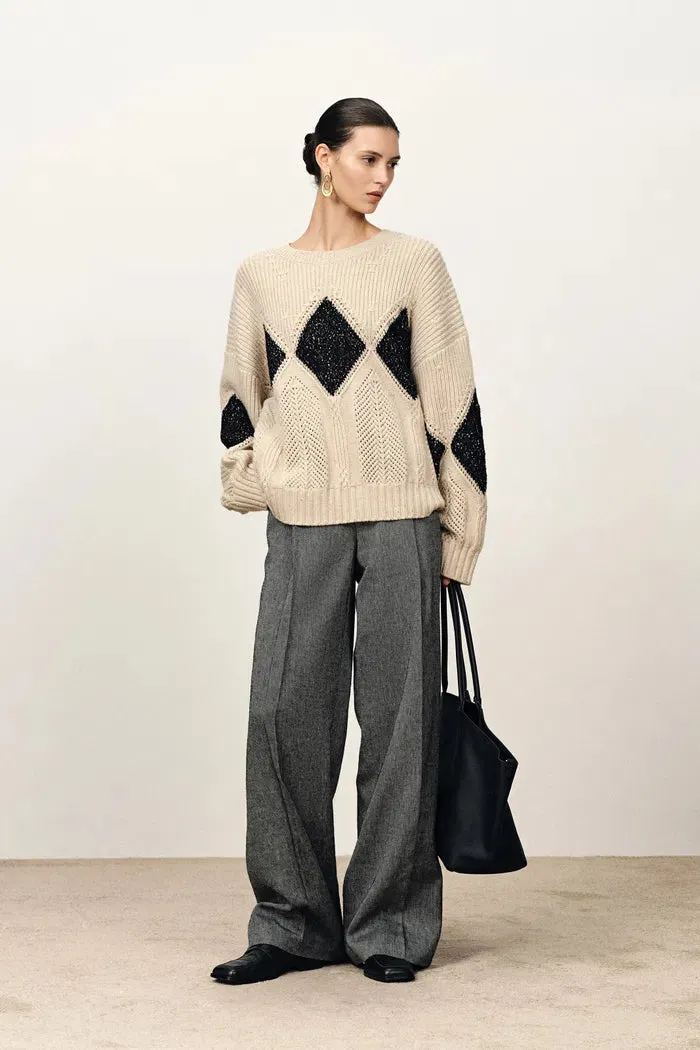 Cassy Argyle Sweatshirt in Coarse Spun Merino Wool sold by Fabrique