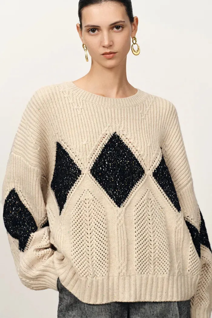 Cassy Argyle Sweatshirt in Coarse Spun Merino Wool sold by Fabrique product image thumbnail 2