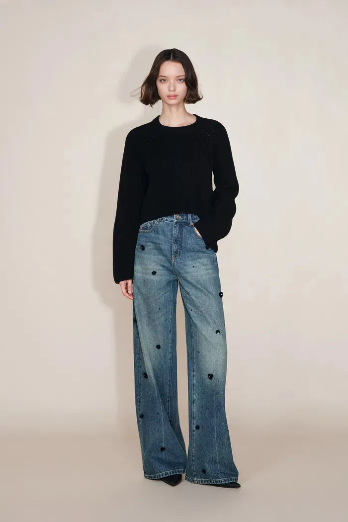Imogen Hand Beaded Denim Trousers in Cotton Denim sold by Fabrique product image thumbnail 3