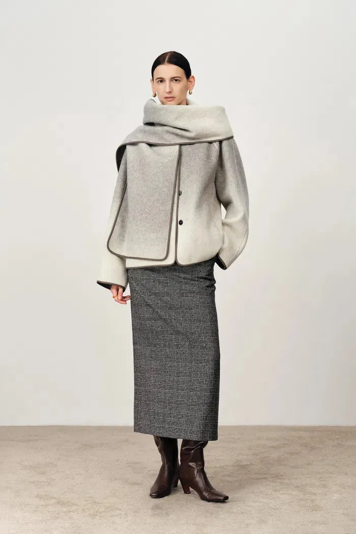 Dara Gradient Scarf Style Wool Peacoat in Wool-Silk-Rabbit Hair Blend sold by Fabrique product image thumbnail 3