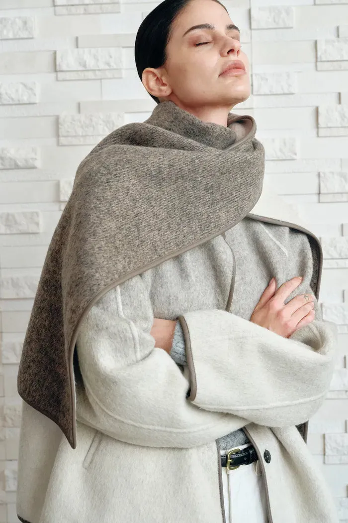 Dara Gradient Scarf Style Wool Peacoat in Wool-Silk-Rabbit Hair Blend sold by Fabrique product image thumbnail 5