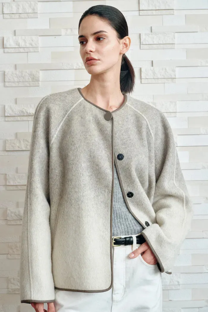 Dara Gradient Scarf Style Wool Peacoat in Wool-Silk-Rabbit Hair Blend sold by Fabrique product image thumbnail 2