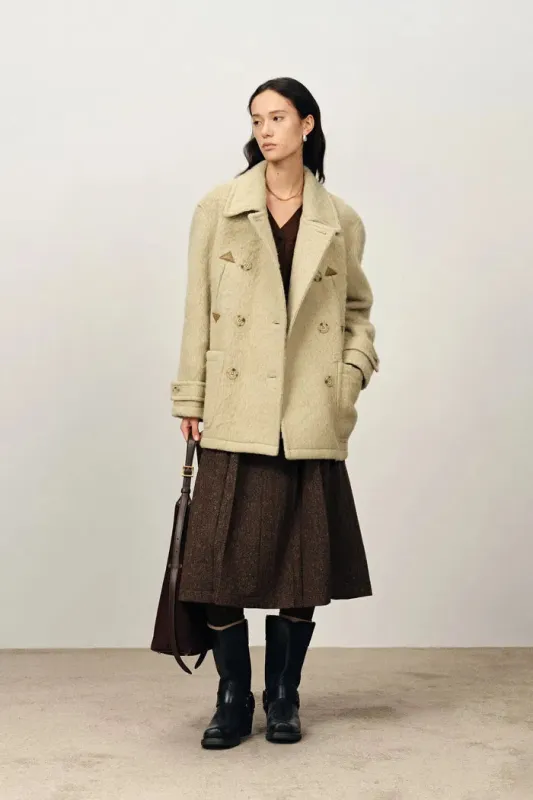 Penny Wind Guard Wool Caban Coat in Heavy Merino Alpaca Blend sold by Fabrique