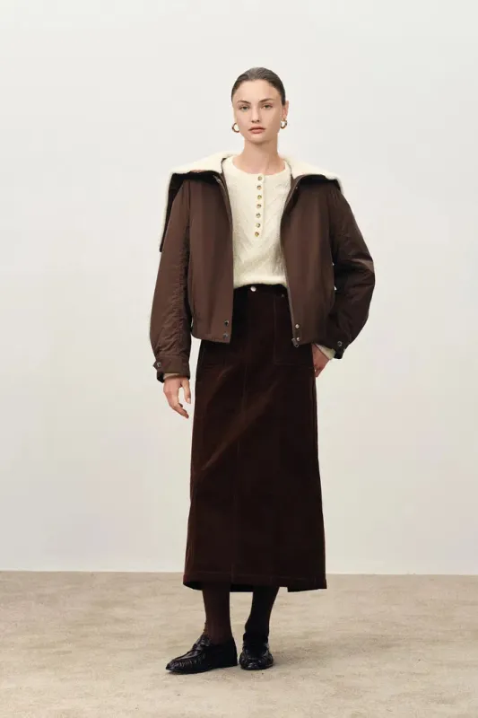 Dakota Cropped Quilted Cotton Jacket in Lightweight Blend sold by Fabrique