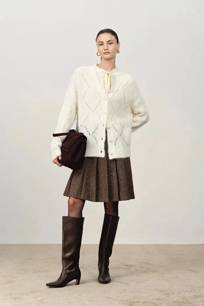 Lila Sparkling Cardigan in Alpaca Sequin Yarn sold by Fabrique