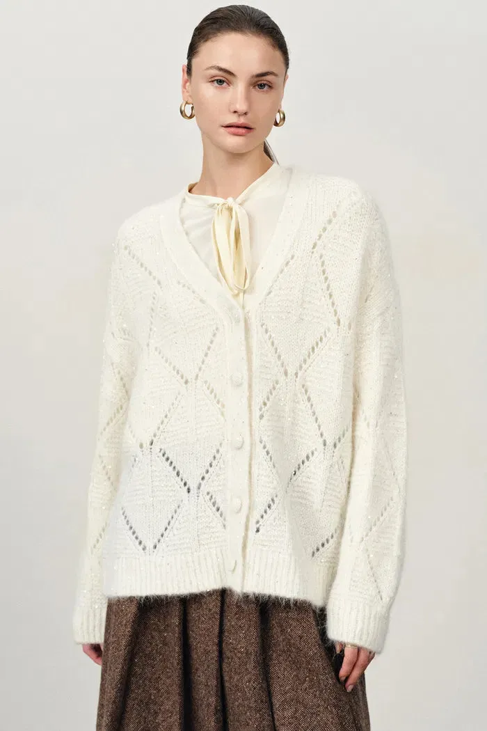Lila Sparkling Cardigan in Alpaca Sequin Yarn sold by Fabrique product image thumbnail 2