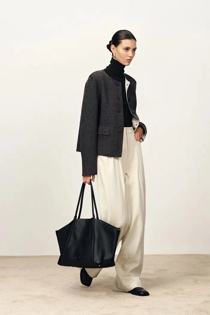 Sola Double Faced Boxy Jacket in Silk Wool Camel Blend sold by Fabrique product image thumbnail 3