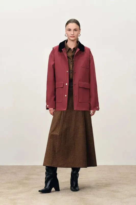 Georgia Corduroy Collar Quilted Jacket in Cotton Twill sold by Fabrique