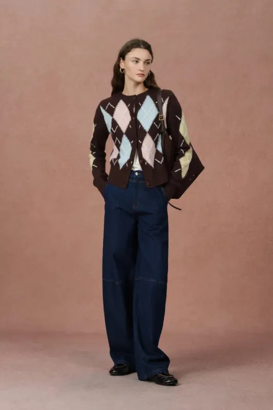 Hart Argyle Short Cardigan in Wool Cashmere Blend Knit sold by Fabrique