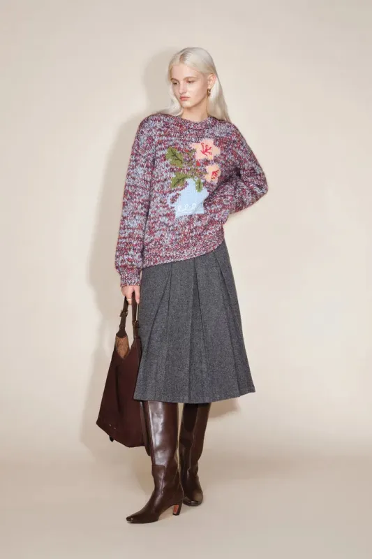 Fjord Hand Embroidered Floral Sweater in Multi Yarn Merino Wool sold by Fabrique