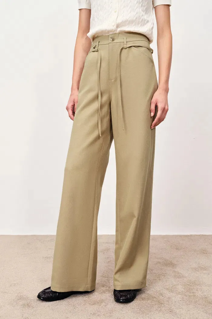 Kendall Tie Belt Trousers in Lightweight Twill Fabric sold by Fabrique