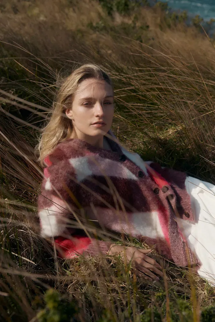 Solstice Twisted Plaid Cardigan in Wool-Alpaca Blend sold by Fabrique product image thumbnail 4