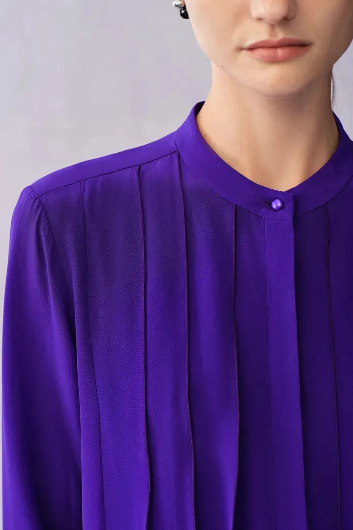 Thalia Silk Tuck Pleated Blouse in Matted Silk Crepe sold by Fabrique product image thumbnail 4